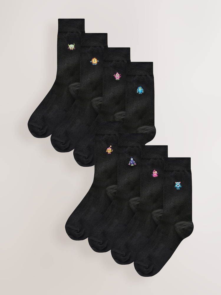 Monsters Fun Embroidered Socks 8 Pack - Image 2 of 11