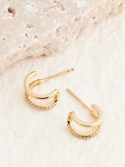 Gold Plated Sterling Silver Double Hoop Earrings - Image 1 of 5