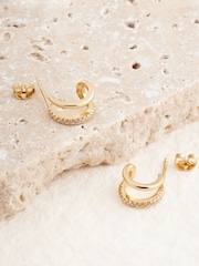 Gold Plated Sterling Silver Double Hoop Earrings - Image 4 of 5