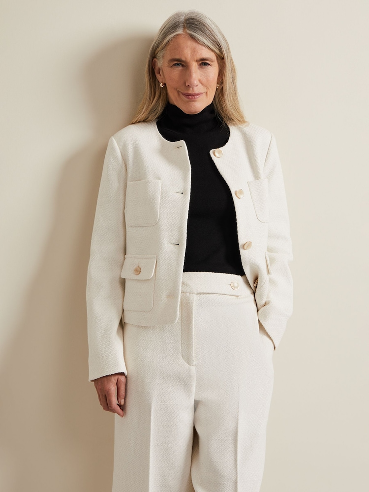 Phase Eight Cream Petite Ripley Bouclé Jacket - Image 1 of 6