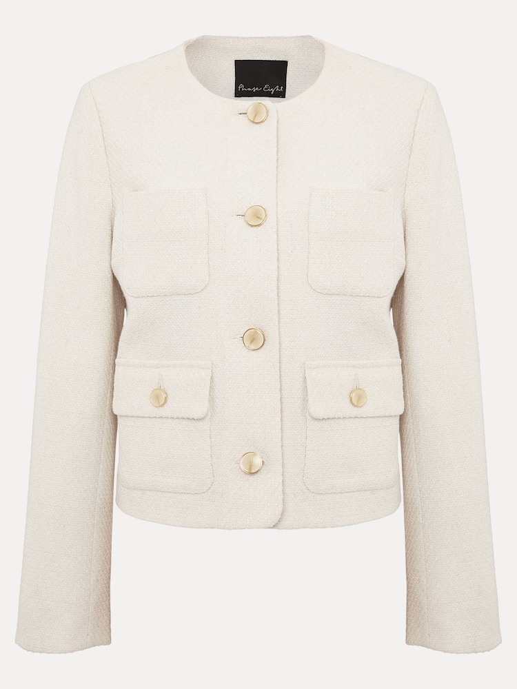 Phase Eight Cream Petite Ripley Bouclé Jacket - Image 6 of 6