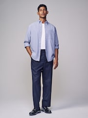 Light Blue Brushed 100% Cotton Oxford Long Sleeve Shirt - Image 2 of 7