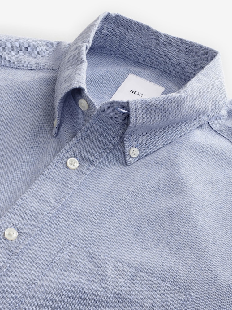 Light Blue Brushed 100% Cotton Oxford Long Sleeve Shirt - Image 6 of 7