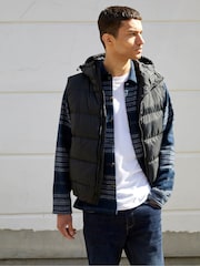 French Connection Black Hooded Gilet - Image 1 of 4