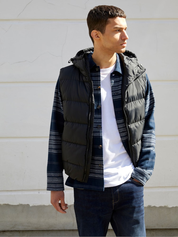French Connection Black Hooded Gilet - Image 1 of 4
