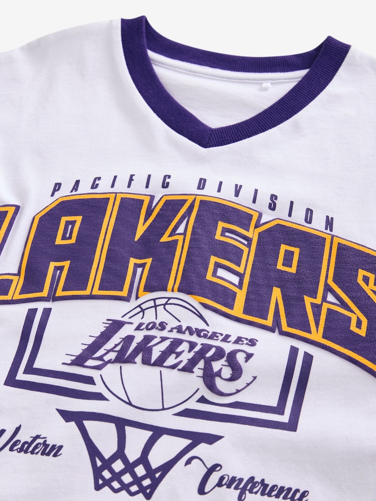 White/Purple LA Lakers NBA Licensed 100% Cotton T-Shirt (3-16yrs) - Image 3 of 3