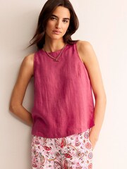 Boden Pink Linen Sleeveless Shell Top - Image 1 of 5