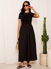Friends Like These Black Jersey and Woven Mix T-Shirt Midi Dress - Image 1 of 4