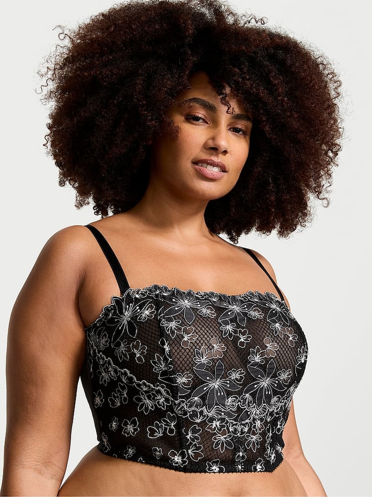 Victoria's Secret Black Ziggy Glam Embroidered Corset Bra Top - Image 1 of 3
