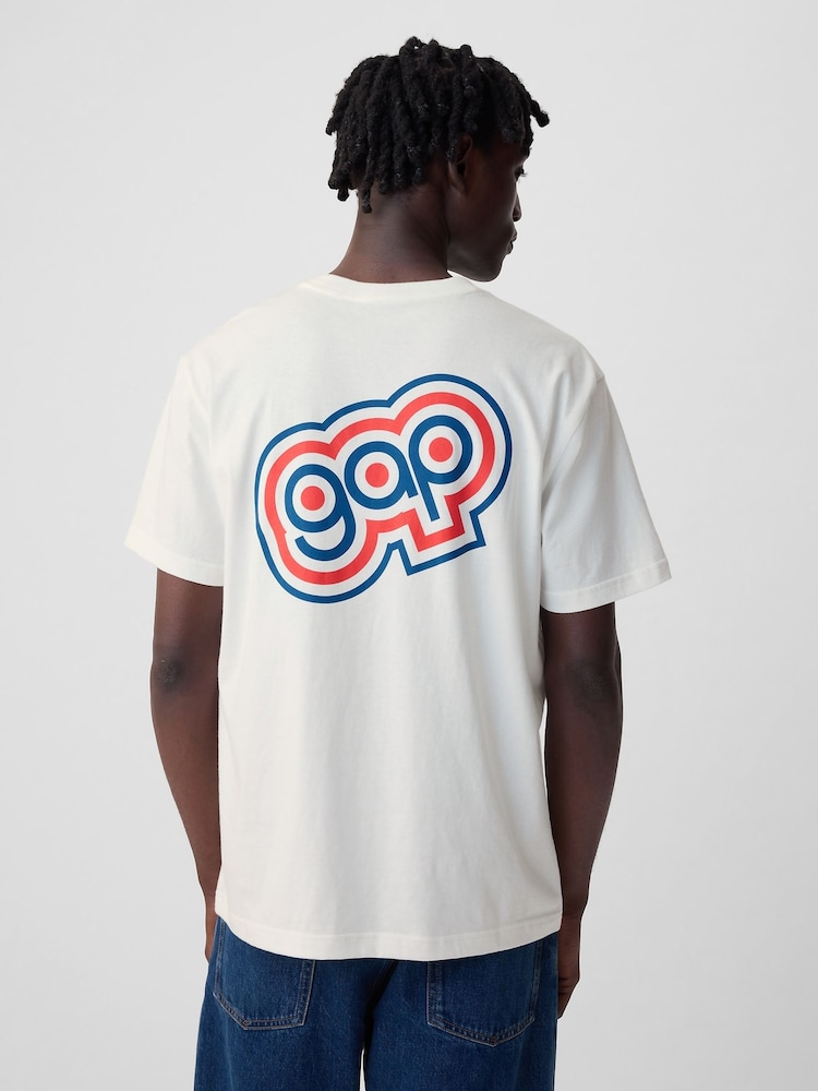 Gap Cream 1969 Logo Short Sleeve Crew Neck T-Shirt - Image 1 of 5 Gap Cream 1969 Logo Short Sleeve Crew Neck T-Shirt - Image 1 of 5