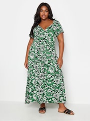 Yours Curve Green Floral Wrap Maxi Dress - Image 2 of 5