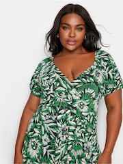 Yours Curve Green Floral Wrap Maxi Dress - Image 4 of 5