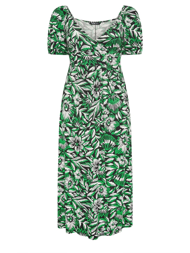 Yours Curve Green Floral Wrap Maxi Dress - Image 5 of 5