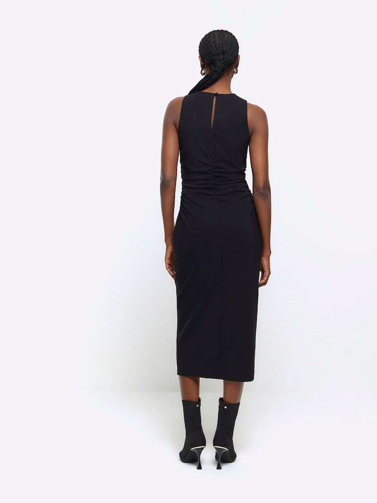 River Island Black Sleeveless Ruched Detail Dress - Image 2 of 4 River Island Black Sleeveless Ruched Detail Dress - Image 2 of 4