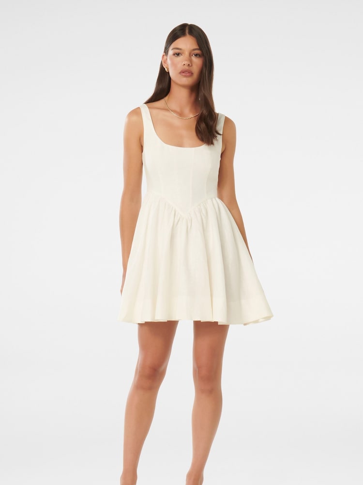 Forever New White Pure Linen Trinity Corset Mini Dress - Image 5 of 5