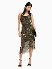 AllSaints Green Ulla Kora Dress - Image 1 of 6