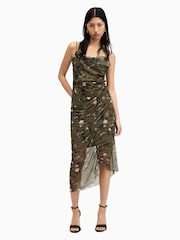 AllSaints Green Ulla Kora Dress - Image 3 of 6