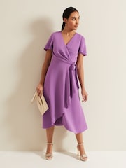 Phase Eight Purple Petite Petite Julissa Frill Wrap Dress - Image 1 of 6