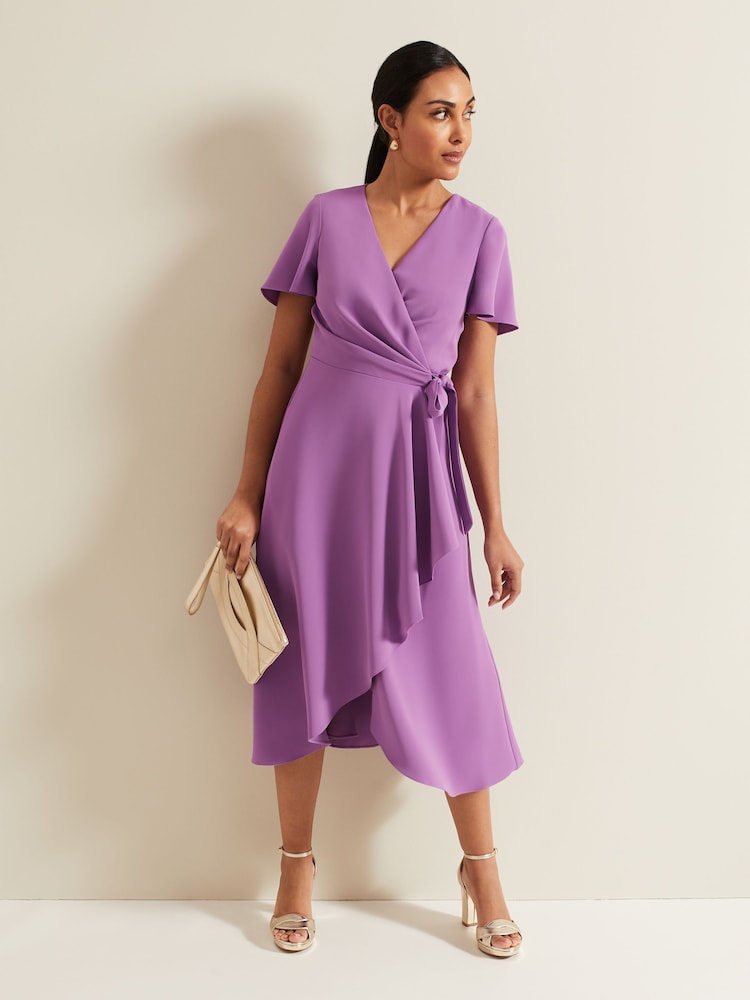 Phase Eight Purple Petite Petite Julissa Frill Wrap Dress - Image 1 of 6