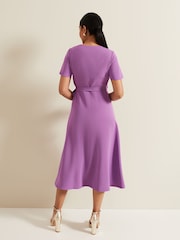 Phase Eight Purple Petite Petite Julissa Frill Wrap Dress - Image 2 of 6