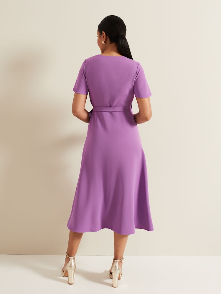 Phase Eight Purple Petite Petite Julissa Frill Wrap Dress - Image 2 of 6