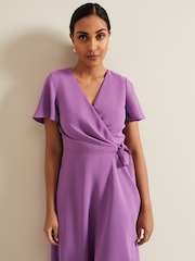 Phase Eight Purple Petite Petite Julissa Frill Wrap Dress - Image 4 of 6