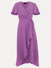 Phase Eight Purple Petite Petite Julissa Frill Wrap Dress - Image 6 of 6