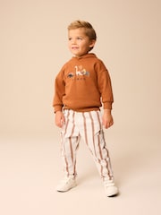 Rust/Ecru Stripe 100% Cotton Side Pocket Pull-On Trousers (3mths-7yrs) - Image 2 of 8