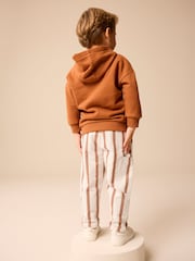 Rust/Ecru Stripe 100% Cotton Side Pocket Pull-On Trousers (3mths-7yrs) - Image 3 of 8