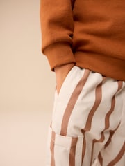 Rust/Ecru Stripe 100% Cotton Side Pocket Pull-On Trousers (3mths-7yrs) - Image 4 of 8