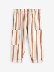 Rust/Ecru Stripe 100% Cotton Side Pocket Pull-On Trousers (3mths-7yrs) - Image 5 of 8