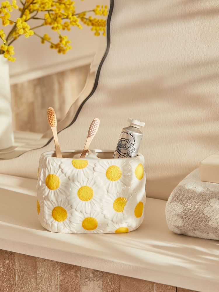 White Daisy Toothbrush Tidy - Image 1 of 4