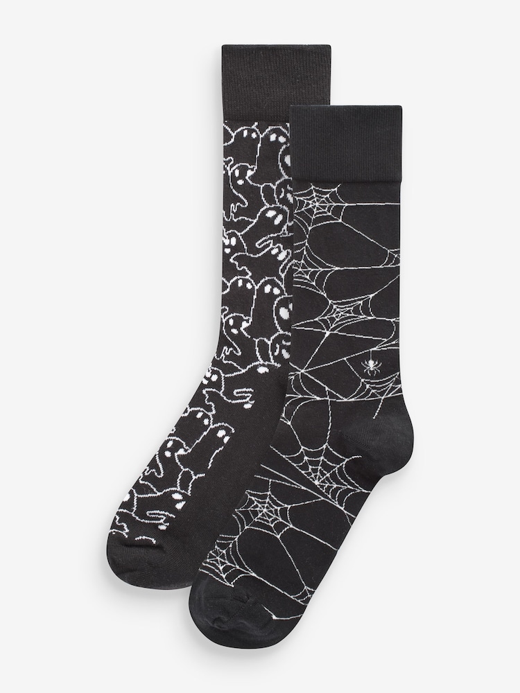 Black/White Halloween Socks 2 Pack - Image 1 of 4