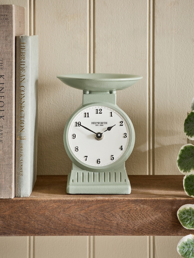 Sage Green Retro Scales Clock - Image 1 of 4