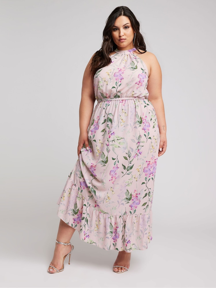 Yours Curve YOURS LONDON Curve Pink Floral Print Maxi Dress - Image 1 of 4