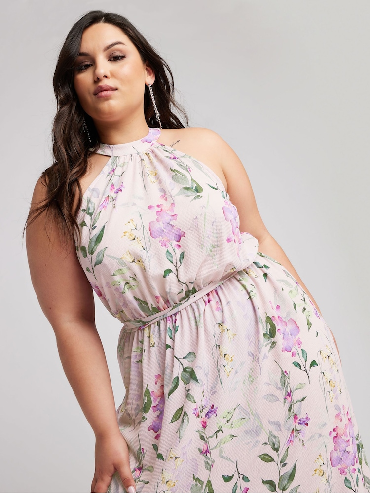 Yours Curve YOURS LONDON Curve Pink Floral Print Maxi Dress - Image 4 of 4
