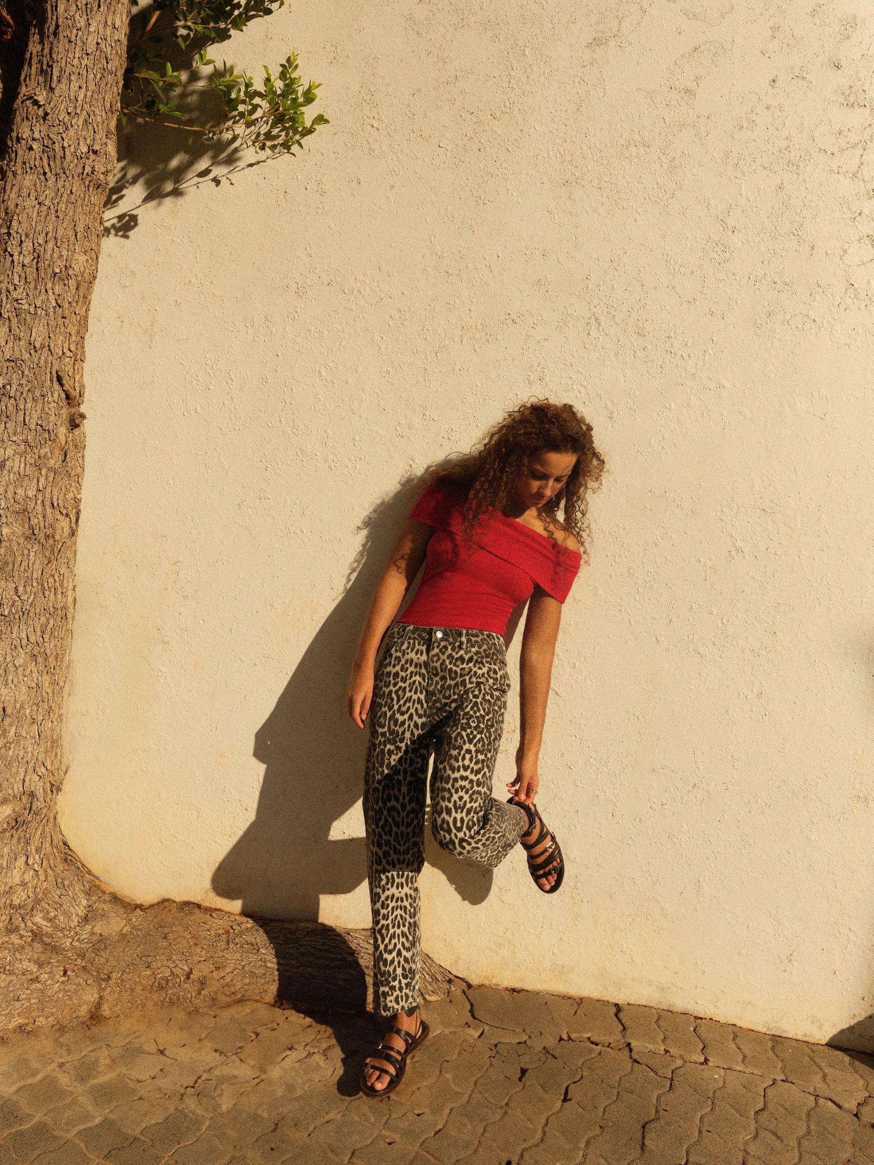 Buy Leopard Print Straight Leg 100% Cotton Jeans from Next