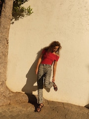 Leopard Print Straight Leg 100% Cotton Jeans - Image 2 of 7