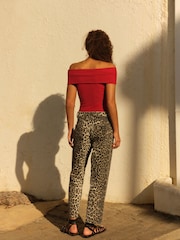 Leopard Print Straight Leg 100% Cotton Jeans - Image 3 of 7