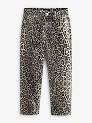 Leopard Print Straight Leg 100% Cotton Jeans - Image 6 of 7