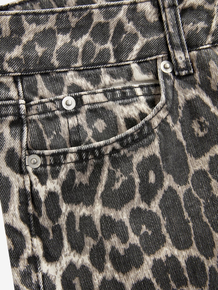 Leopard Print Straight Leg 100% Cotton Jeans - Image 7 of 7