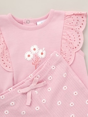 Lily & Jack Pink Broderie Detail Top Joggers And Headband Outfit Set 3 Piece - Image 5 of 5