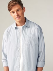 Dark Blue 100% Cotton Stripe Long Sleeve Shirt - Image 1 of 7