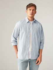 Dark Blue 100% Cotton Stripe Long Sleeve Shirt - Image 2 of 7