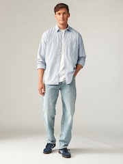 Dark Blue 100% Cotton Stripe Long Sleeve Shirt - Image 3 of 7