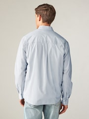 Dark Blue 100% Cotton Stripe Long Sleeve Shirt - Image 4 of 7