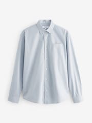 Dark Blue 100% Cotton Stripe Long Sleeve Shirt - Image 5 of 7