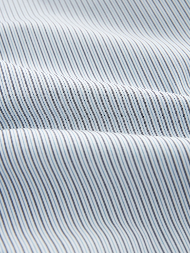 Dark Blue 100% Cotton Stripe Long Sleeve Shirt - Image 7 of 7