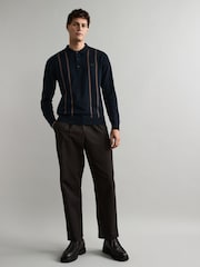Fred Perry Vertical Stripe Knitted Polo Shirt - Image 2 of 6