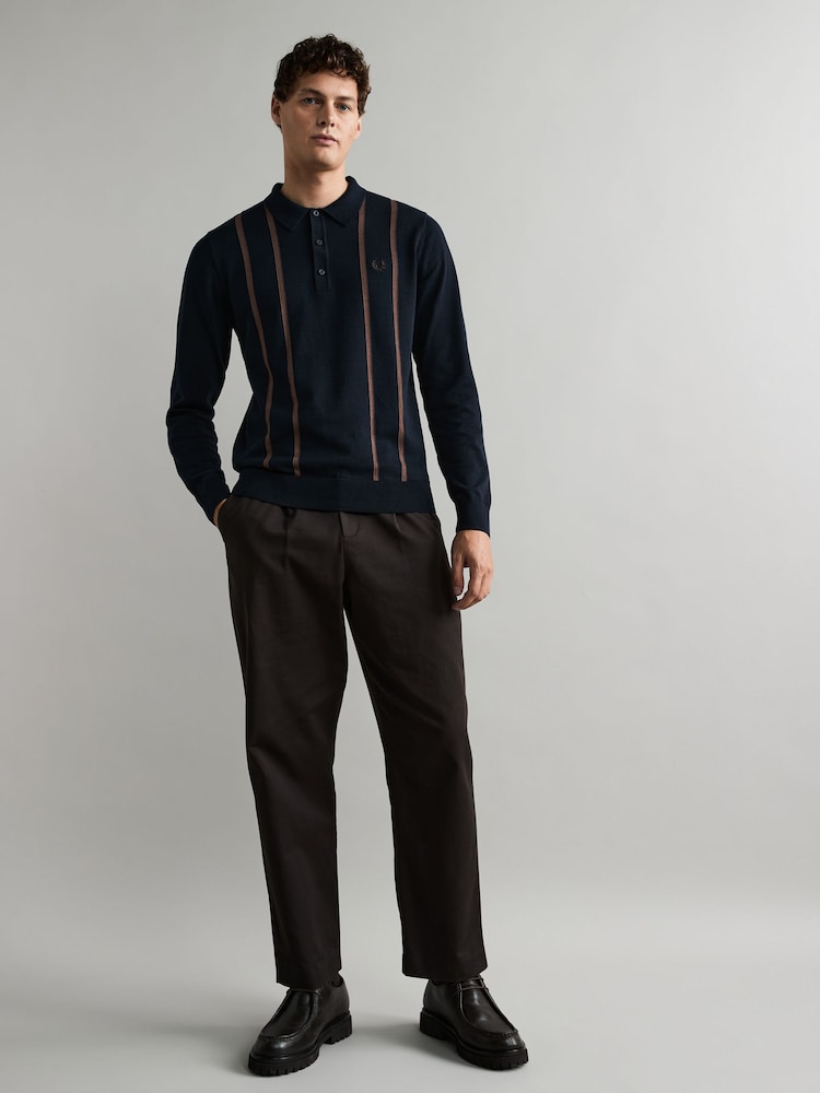 Fred Perry Vertical Stripe Knitted Polo Shirt - Image 2 of 6